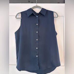 Banana Republic Dark Blue Sleeveless Button-Down Shirt